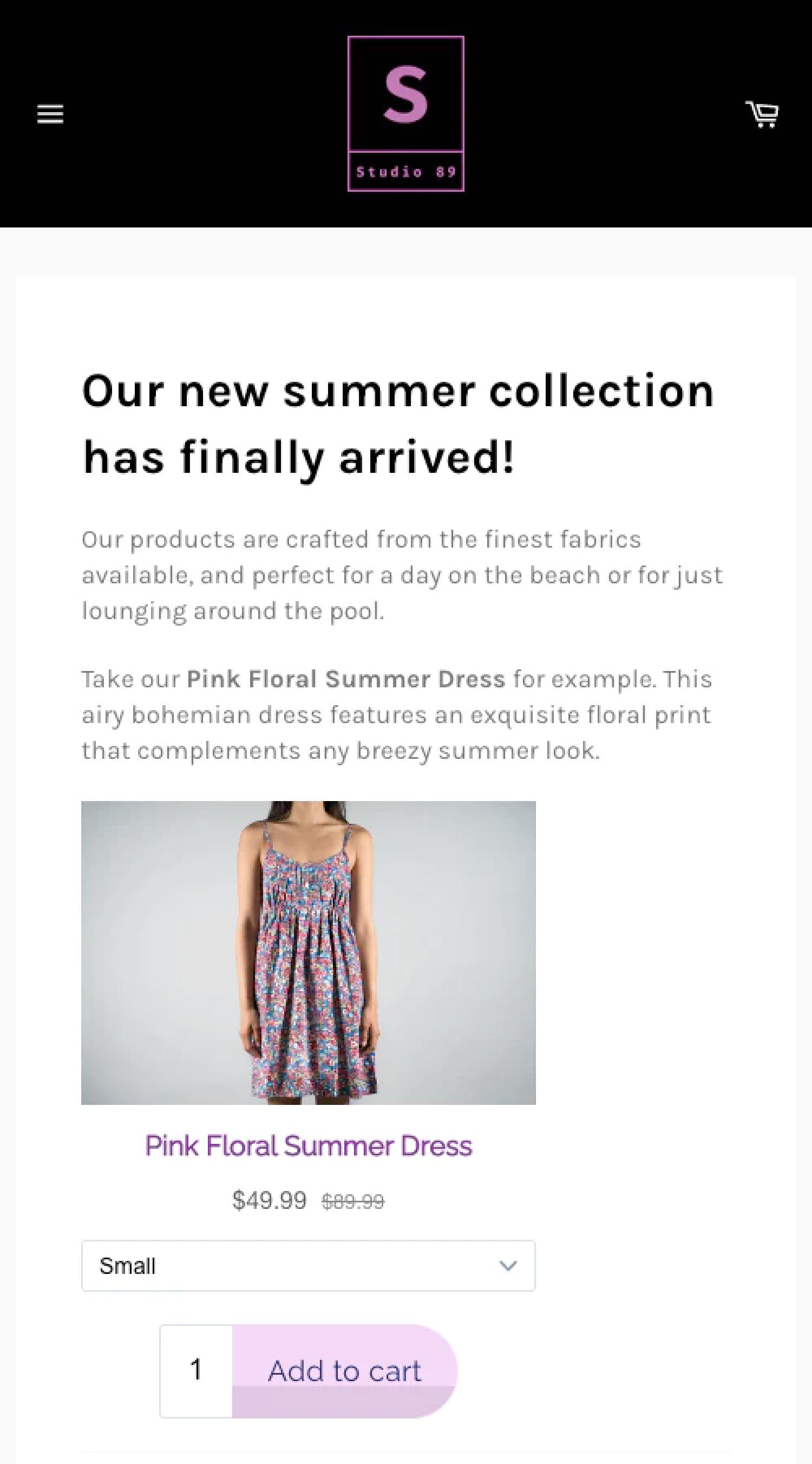 Imagen de un mensaje que promociona una oferta de una colección de ropa de verano.