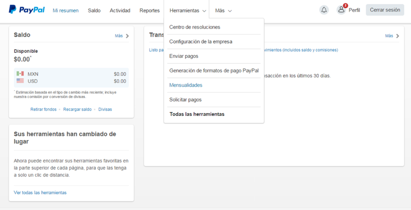 Pagos a mensualidades en Paypal