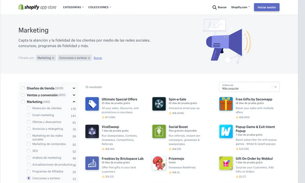 Apps de Shopify para marketing