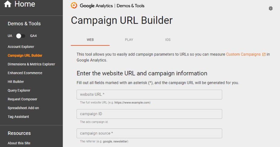 URL Builder de Google Analytics