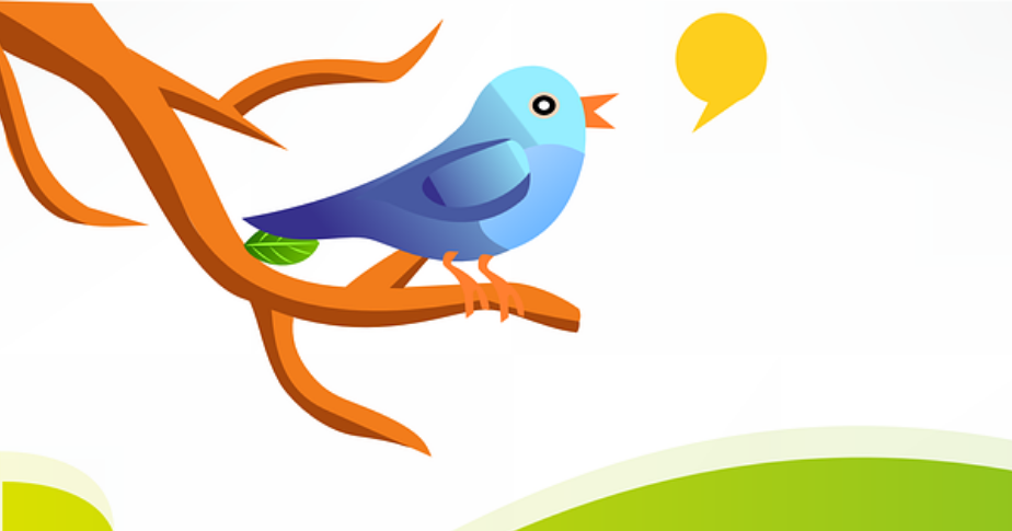 Ilustración de pájaro azul posado en una rama
