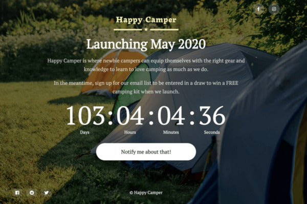 Happy Campers - página de cuenta atrás