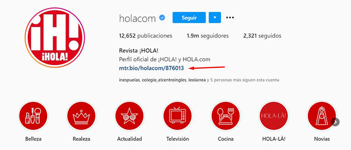 Instagram de la revista HOLA