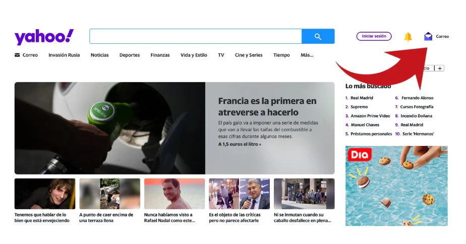 Accede a la página principal de Yahoo!