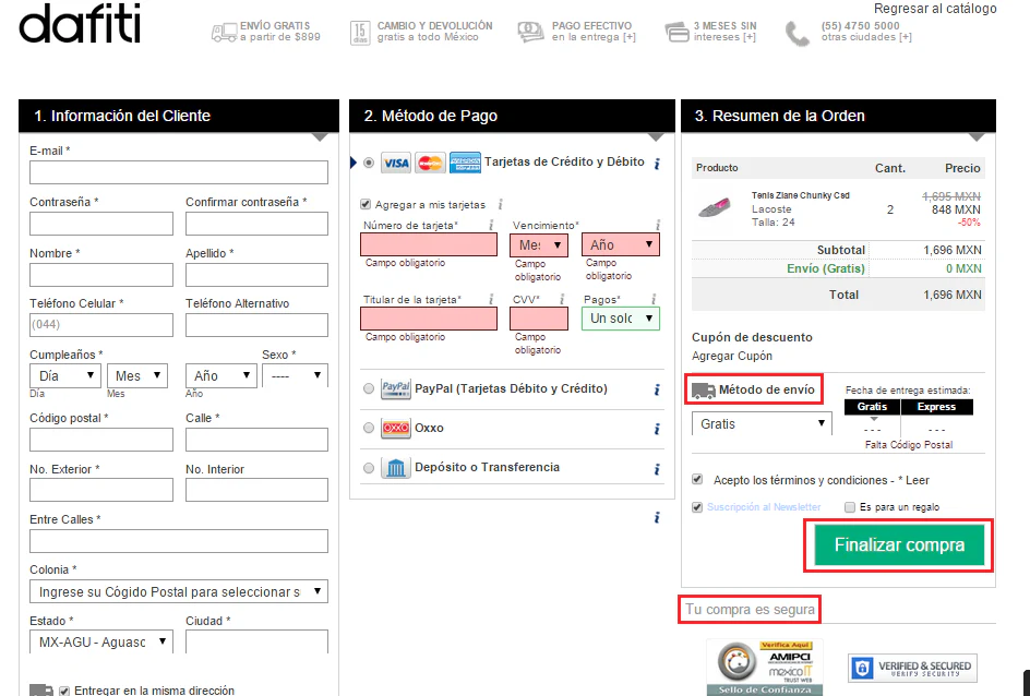 proceso de pago online