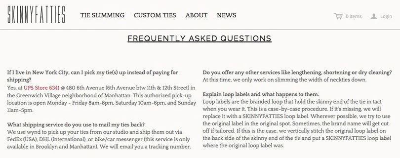 FAQ ecommerce