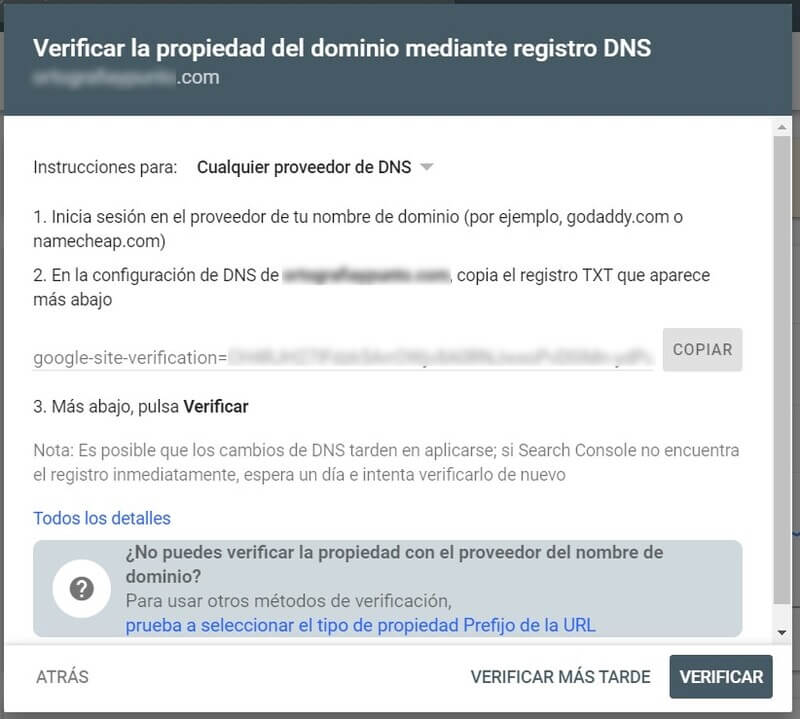  Verifica tu dominio