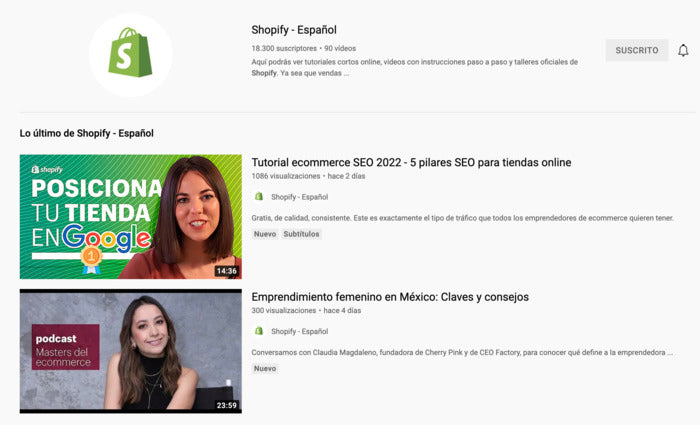 YouTube de Shopify