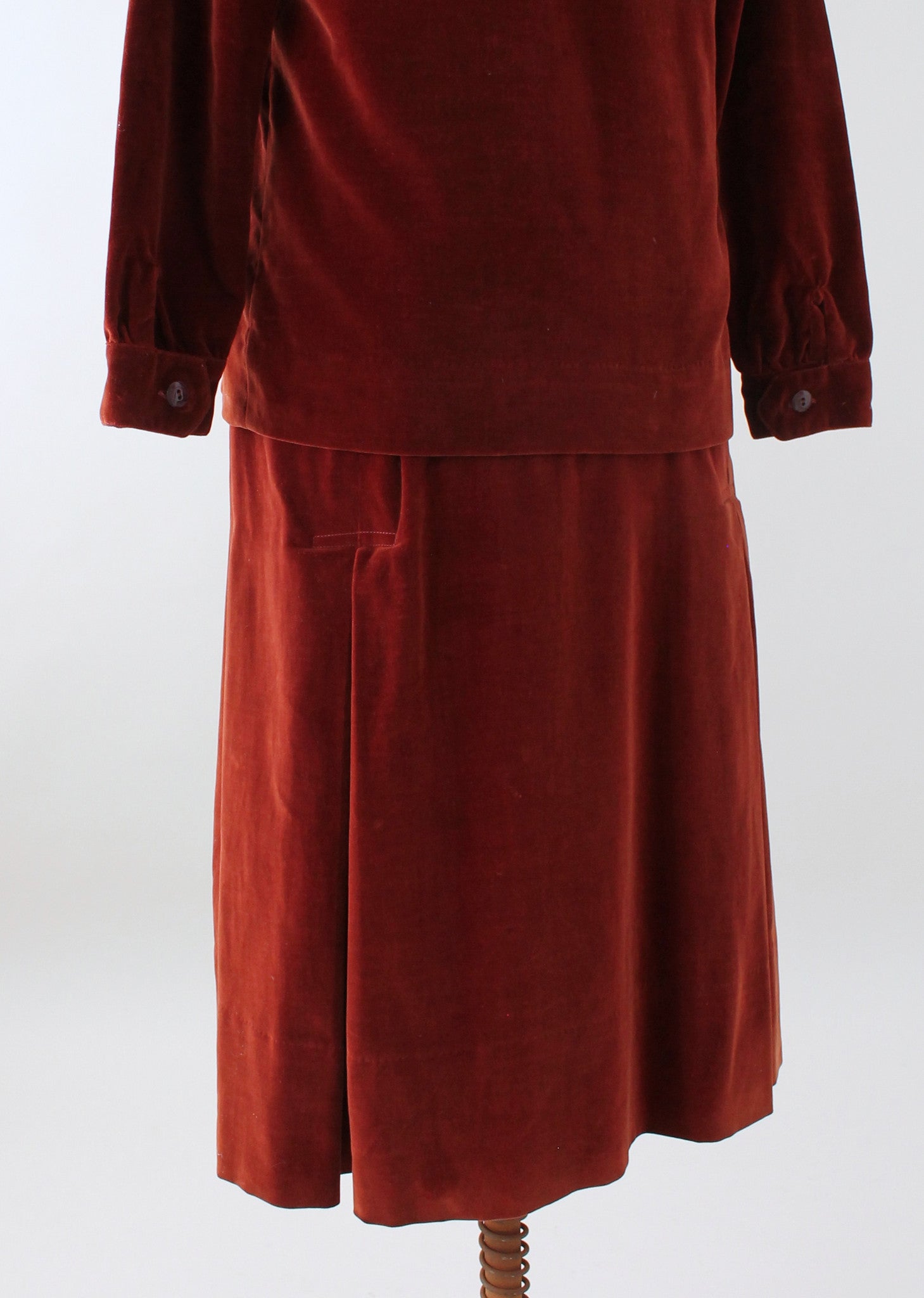 Vintage 1920s Chic Two Piece Velvet Day Dress - Raleigh Vintage