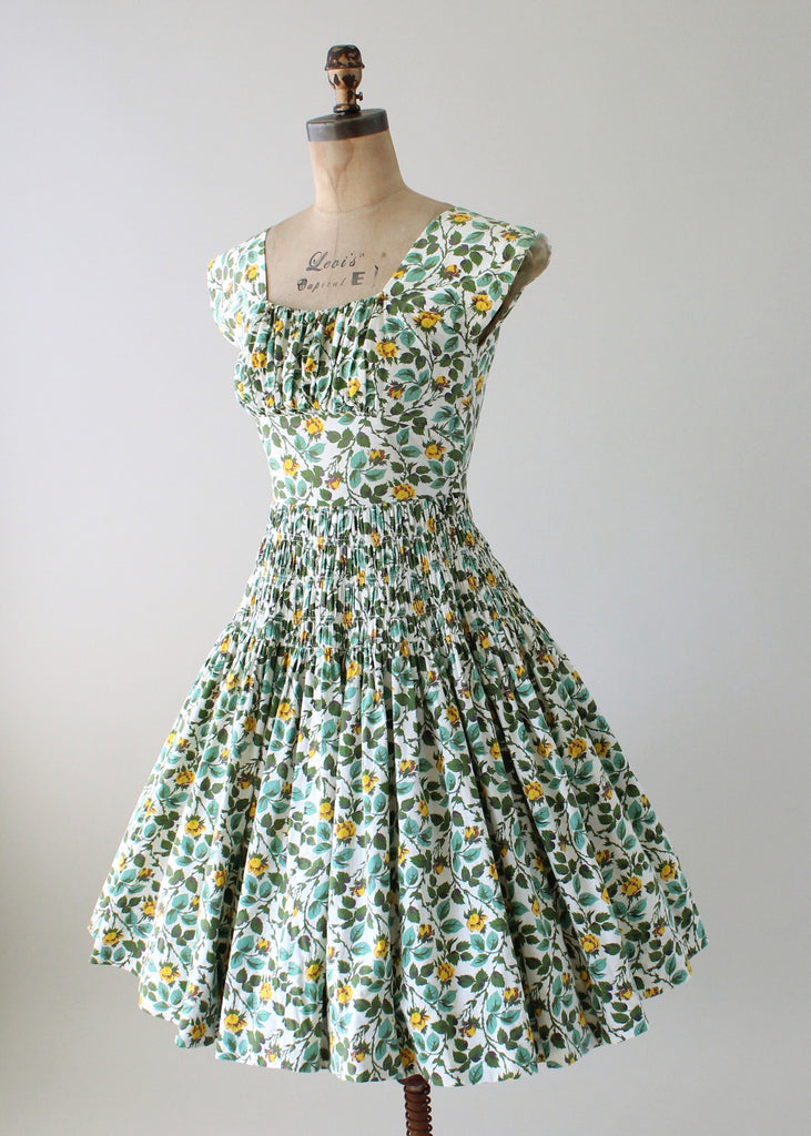 Vintage 1950s Vicky Vaughn Floral Cotton Summer Dress | Raleigh Vintage