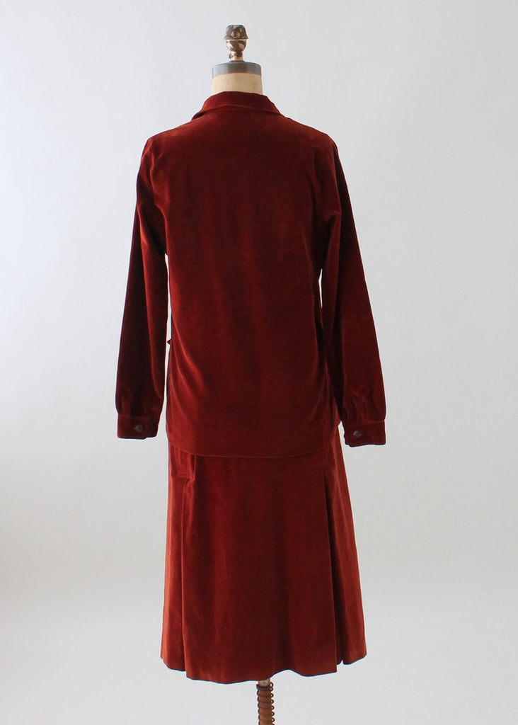 Vintage 1920s Chic Two Piece Velvet Day Dress | Raleigh Vintage