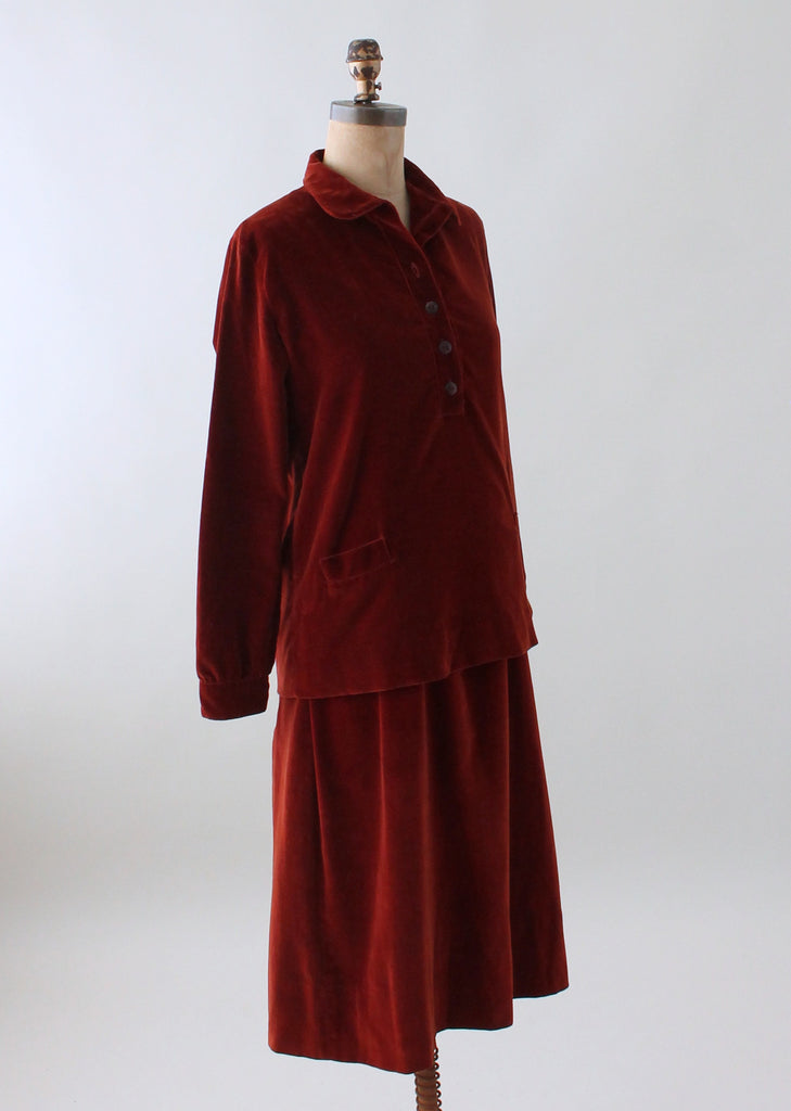 Vintage 1920s Chic Two Piece Velvet Day Dress | Raleigh Vintage