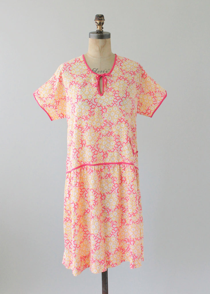 Vintage 1920s Colorful Floral Cotton Day Dress | Raleigh Vintage