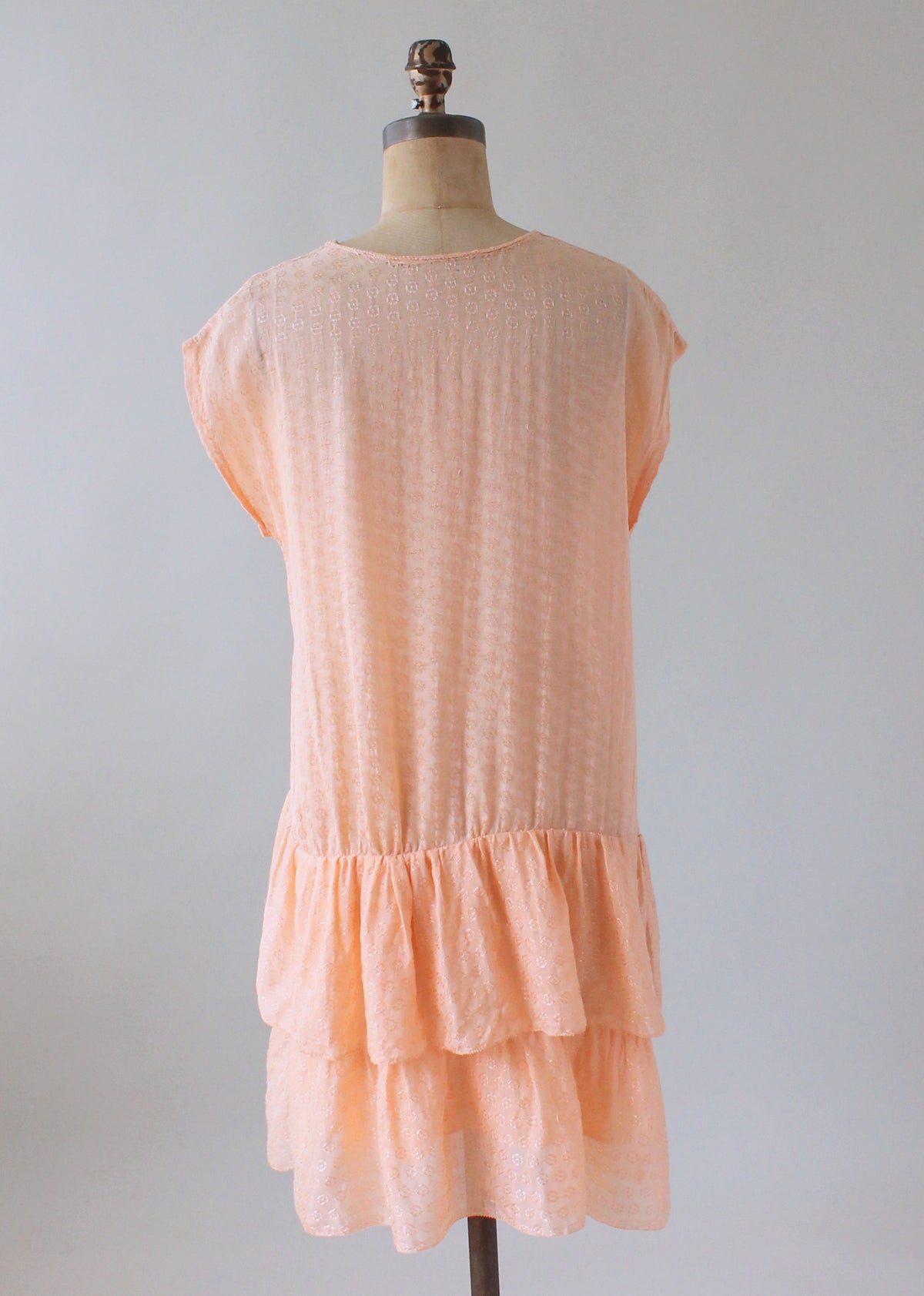 Vintage 1920s Peach Silk Tiered Skirt Tunic Dress - Raleigh Vintage