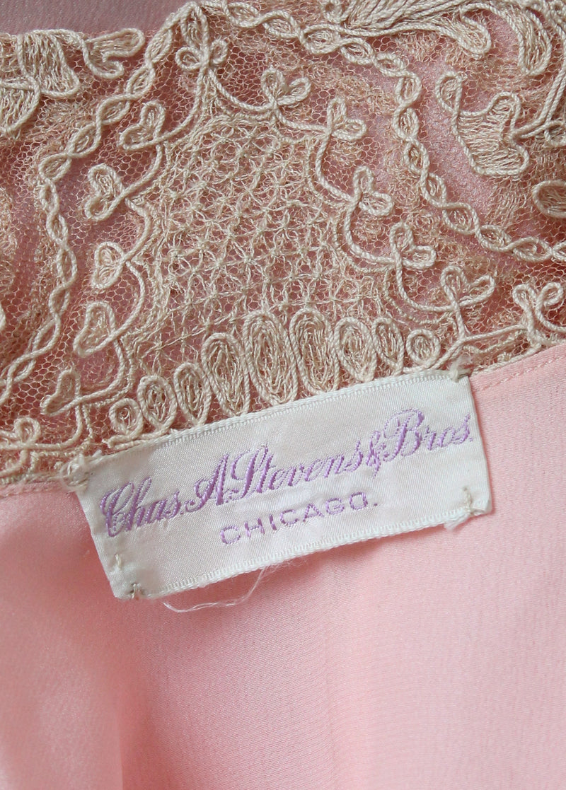 Vintage 1920s Pink Silk and Lace Kimono Style Jacket - Raleigh Vintage