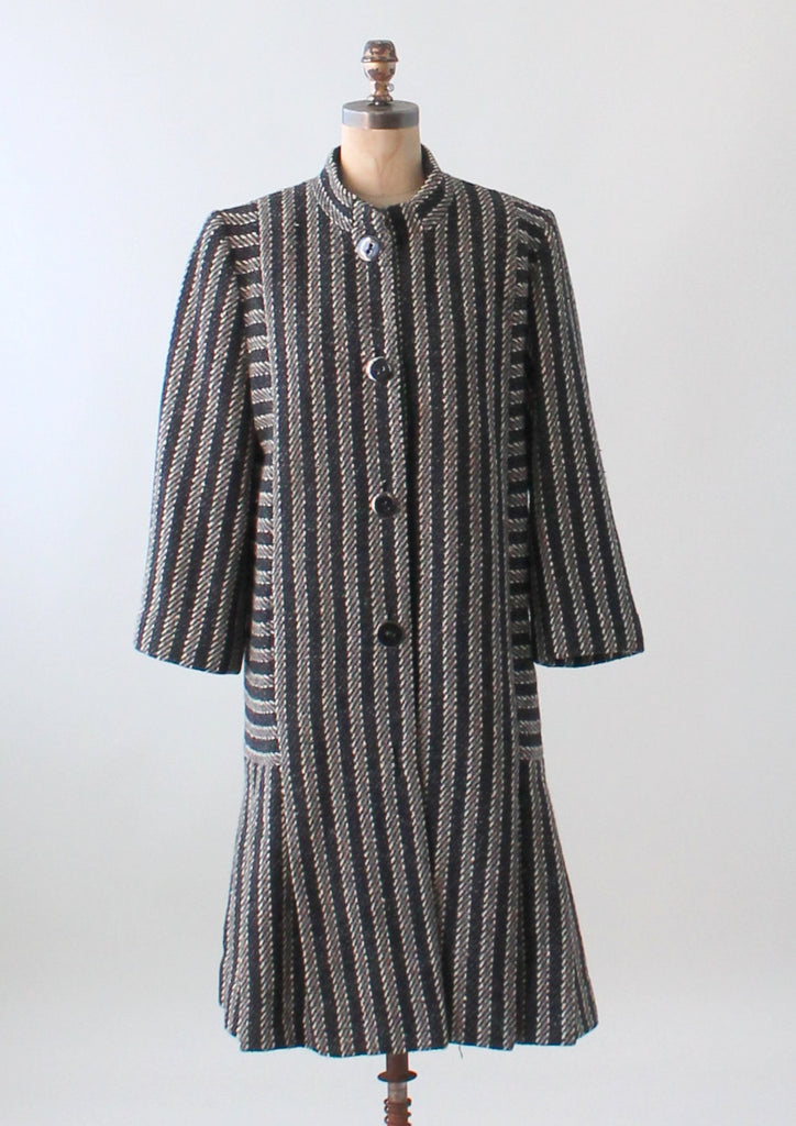 Vintage 1970s Trigere Striped Wool Tweed Coat | Raleigh Vintage