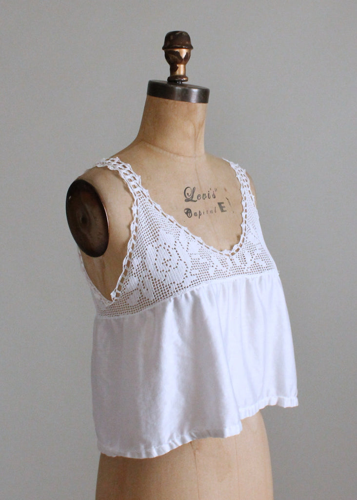 Vintage 1910s Crocheted Roses and Cotton Camisole Tank Top | Raleigh ...