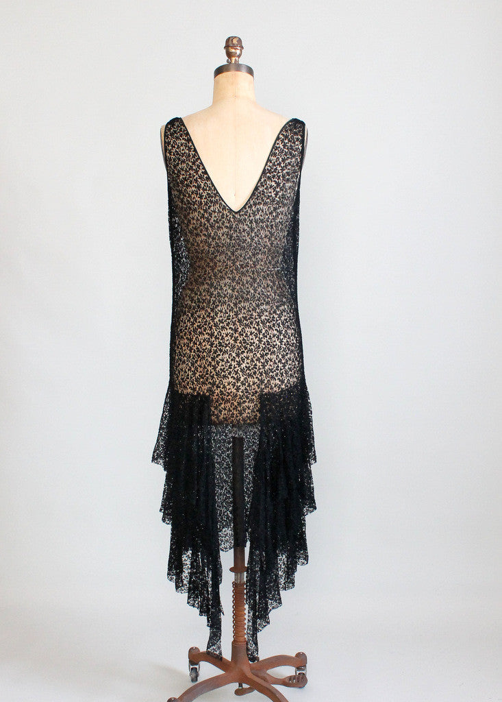 Vintage 1920s Black Lace Flapper Dress | Raleigh Vintage