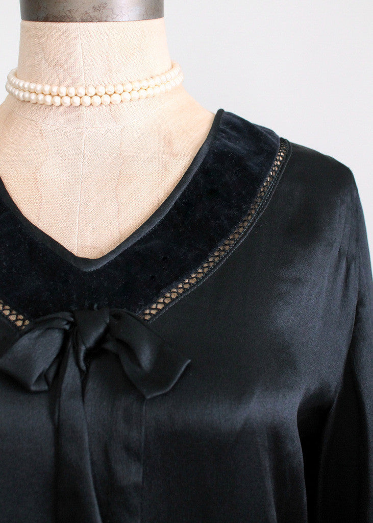 Vintage 1920s Black Silk and Velvet Cape Dress | Raleigh Vintage