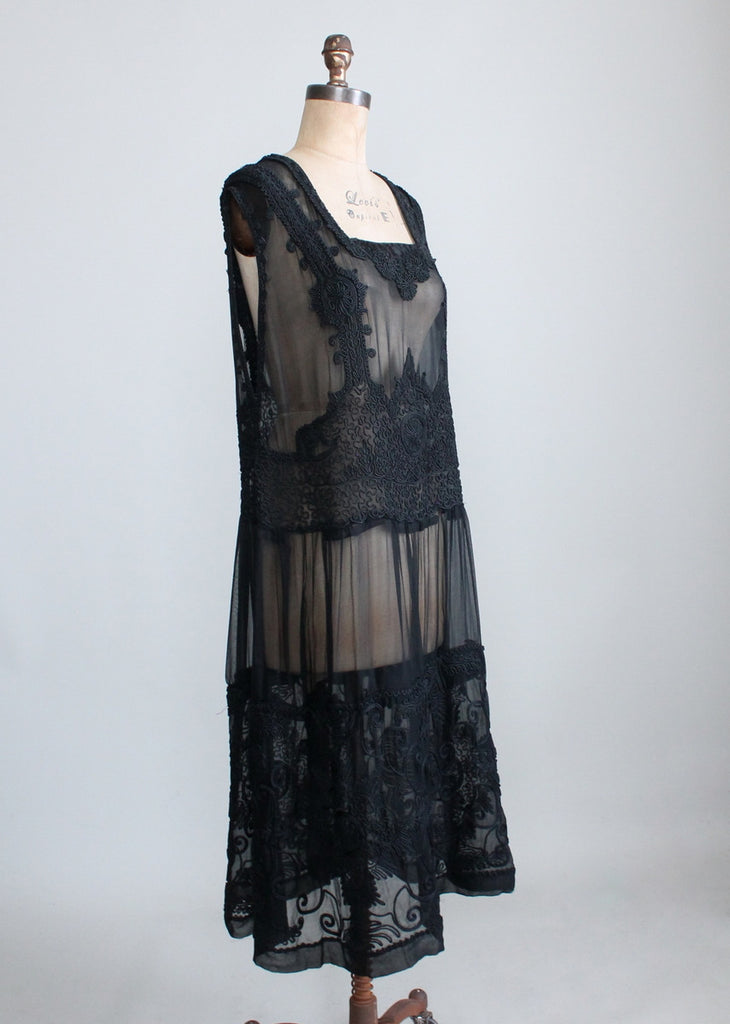 Vintage 1920s Black Silk Soutache Dress | Raleigh Vintage