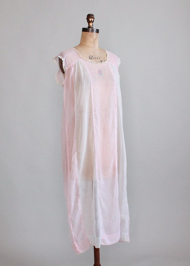 Vintage 1920s Embroidered Cotton Night Gown | Raleigh Vintage