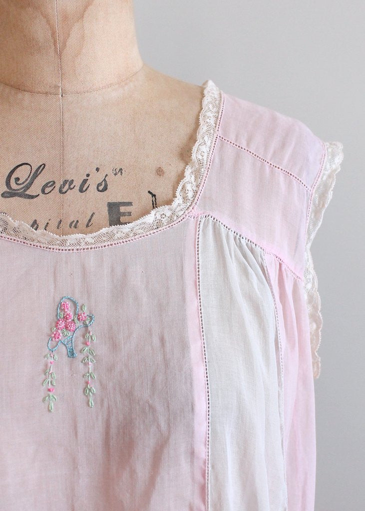 Vintage 1920s Embroidered Cotton Night Gown | Raleigh Vintage