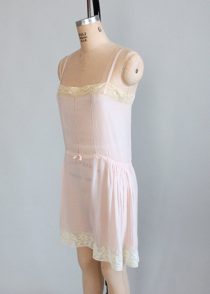 Vintage 1920s Pink Silk and Lace Step In Teddy | Raleigh Vintage