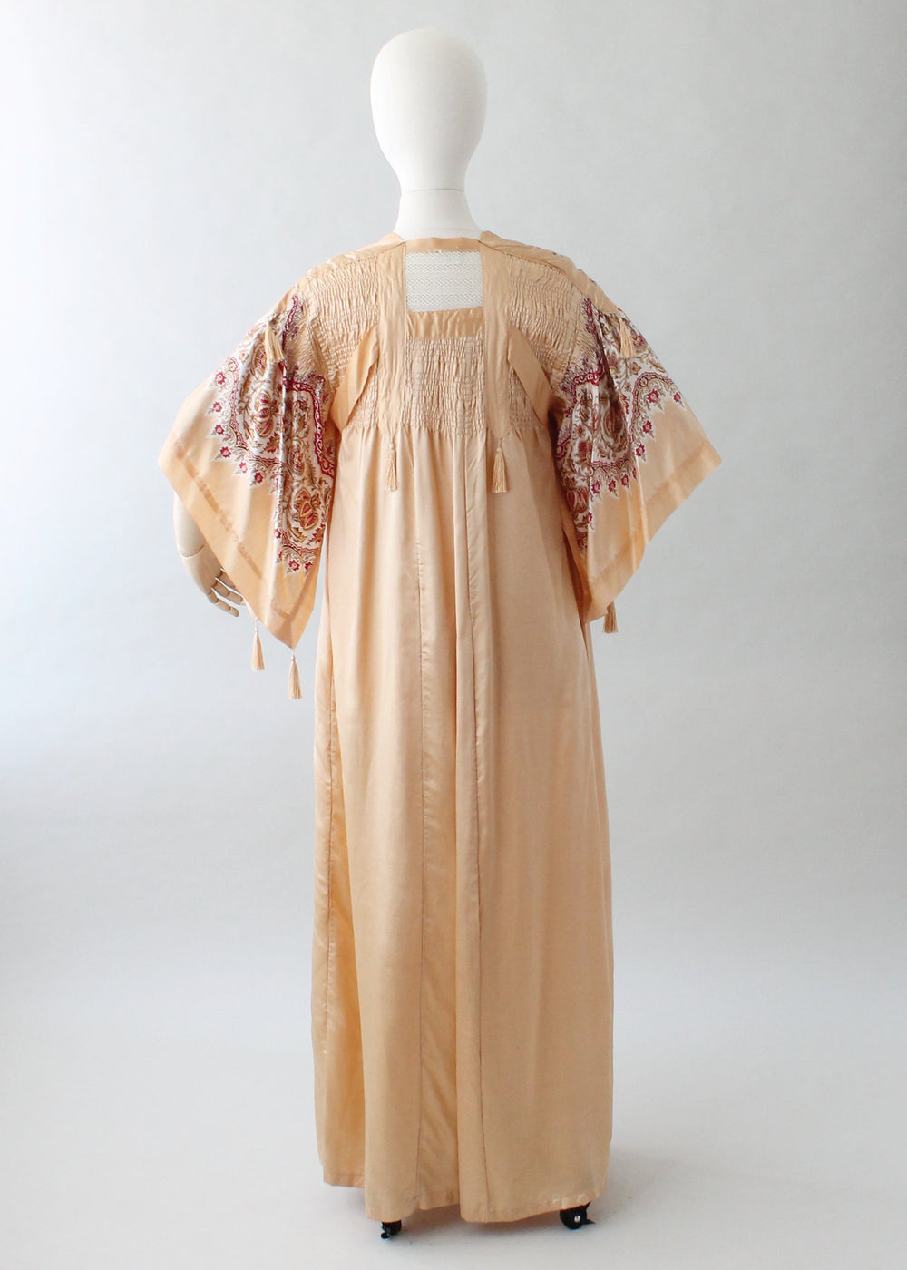 Vintage 1920s Printed Silk Robe with Tassels - Raleigh Vintage