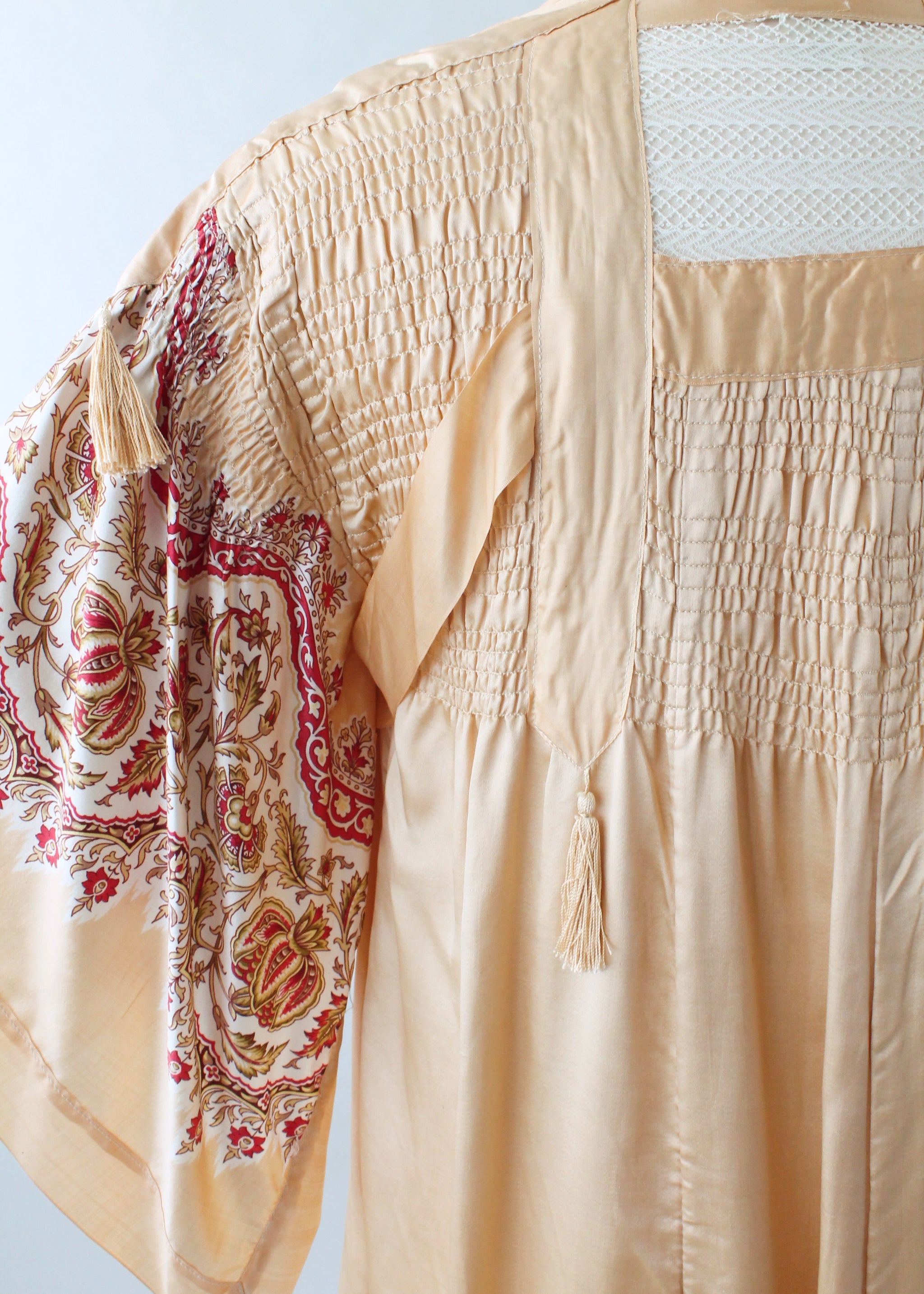 Vintage 1920s Printed Silk Robe with Tassels - Raleigh Vintage
