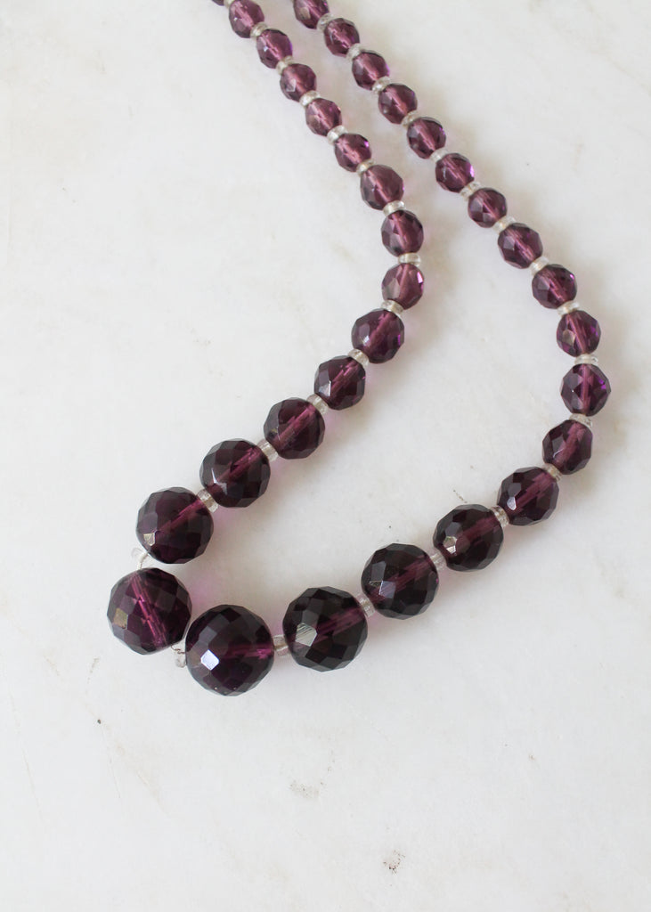 Vintage 1920s Purple Glass Bead Necklace | Raleigh Vintage