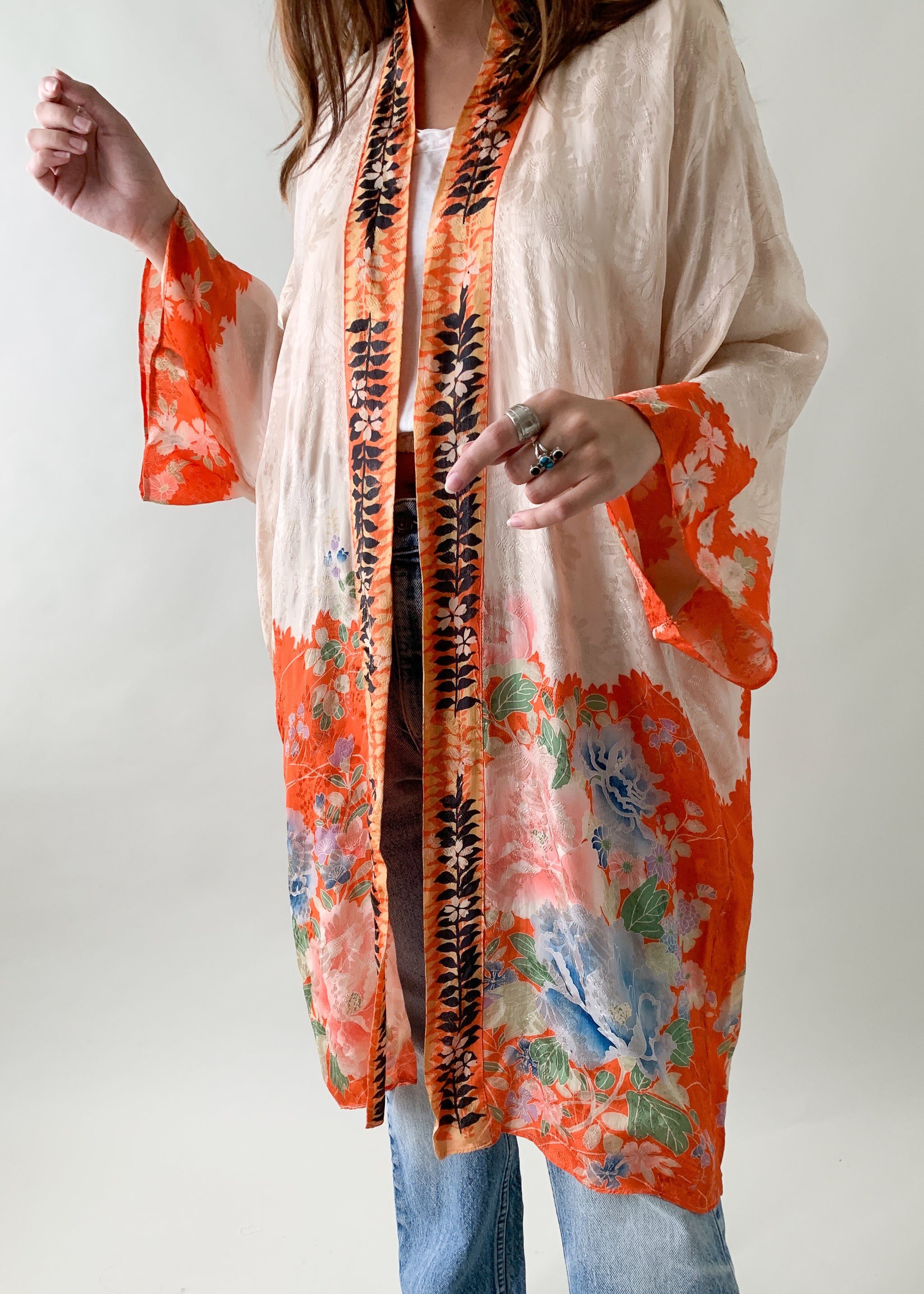 Vintage 1920s Floral Silk Robe - Raleigh Vintage