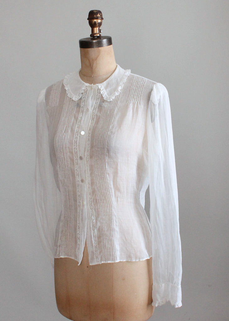 Vintage 1930s Best and Co Sheer Cotton Blouse | Raleigh Vintage
