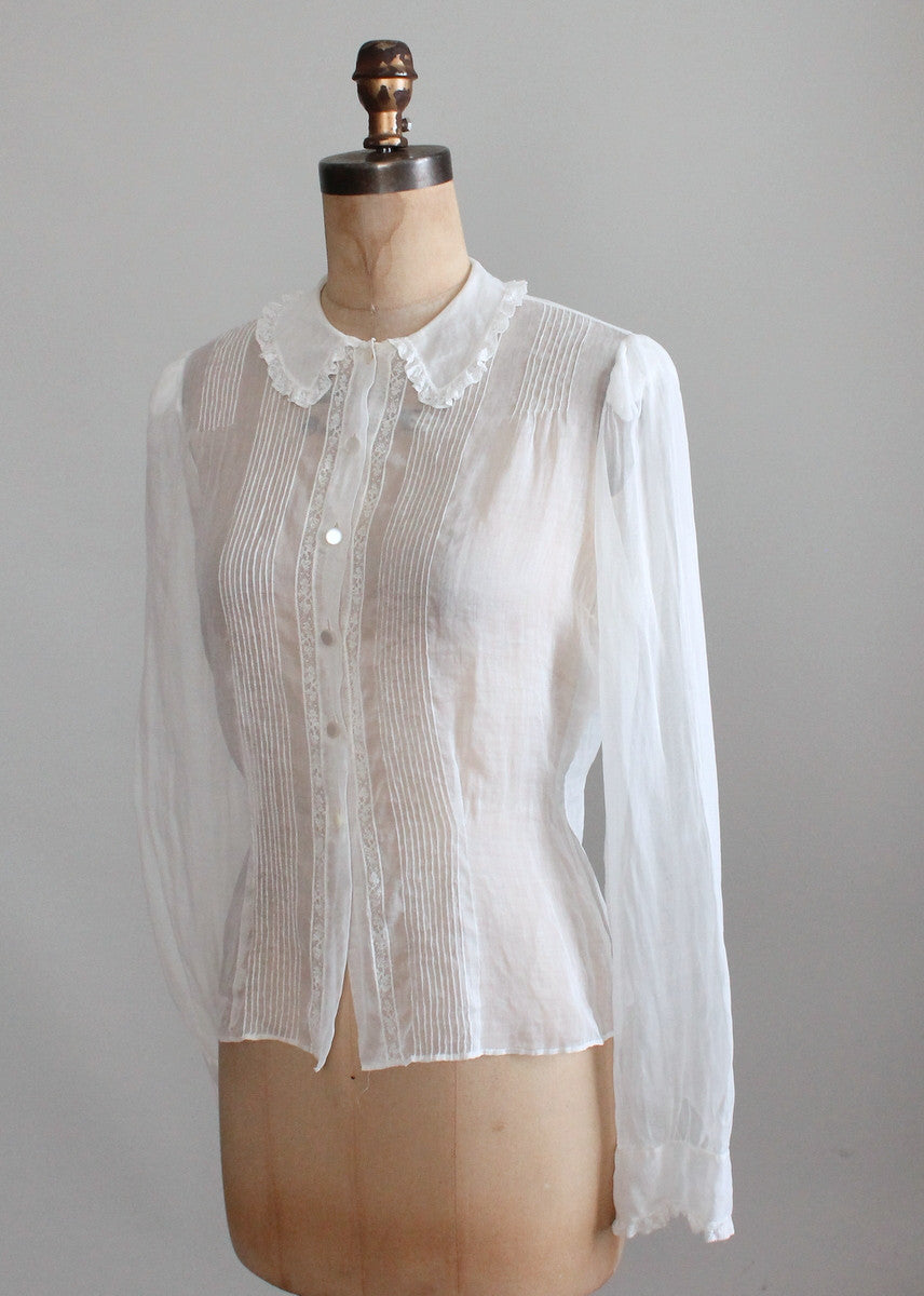 Vintage 1930s Best and Co Sheer Cotton Blouse - Raleigh Vintage