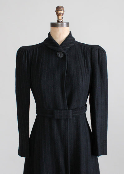 Vintage Late 1930s Pinstriped Wool Coat - Raleigh Vintage