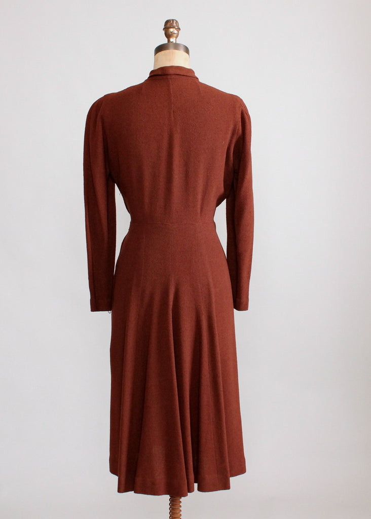 Vintage 1930s Brown Wool Dress with Fur Trimmed Jacket | Raleigh Vintage