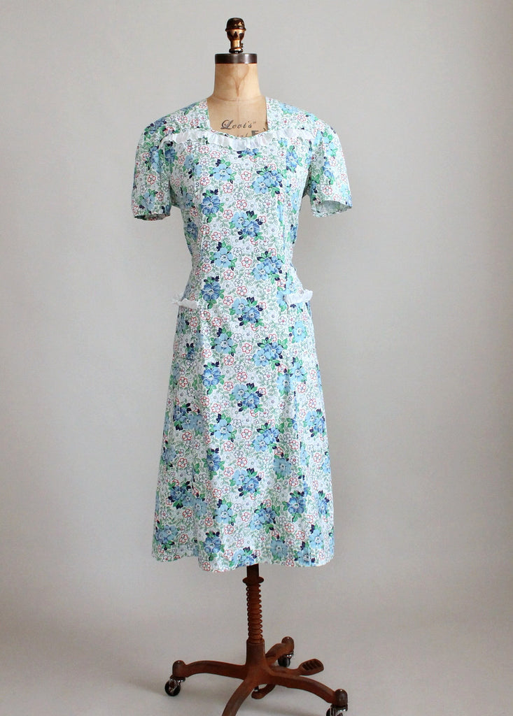 Vintage 1930s Floral Day Dress with Ruffle Trim | Raleigh Vintage