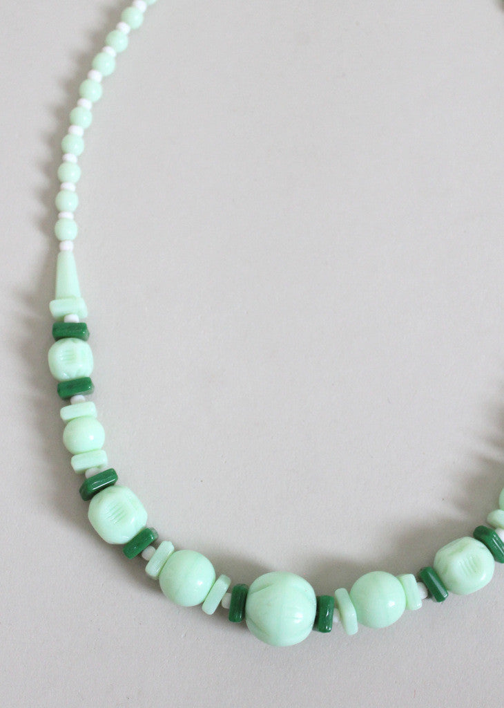 Vintage 1930s Jade Green Glass Necklace | Raleigh Vintage
