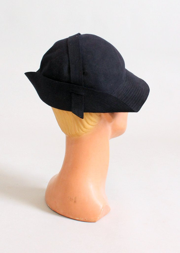 Vintage 1930s Navy Felt Slouch Hat | Raleigh Vintage