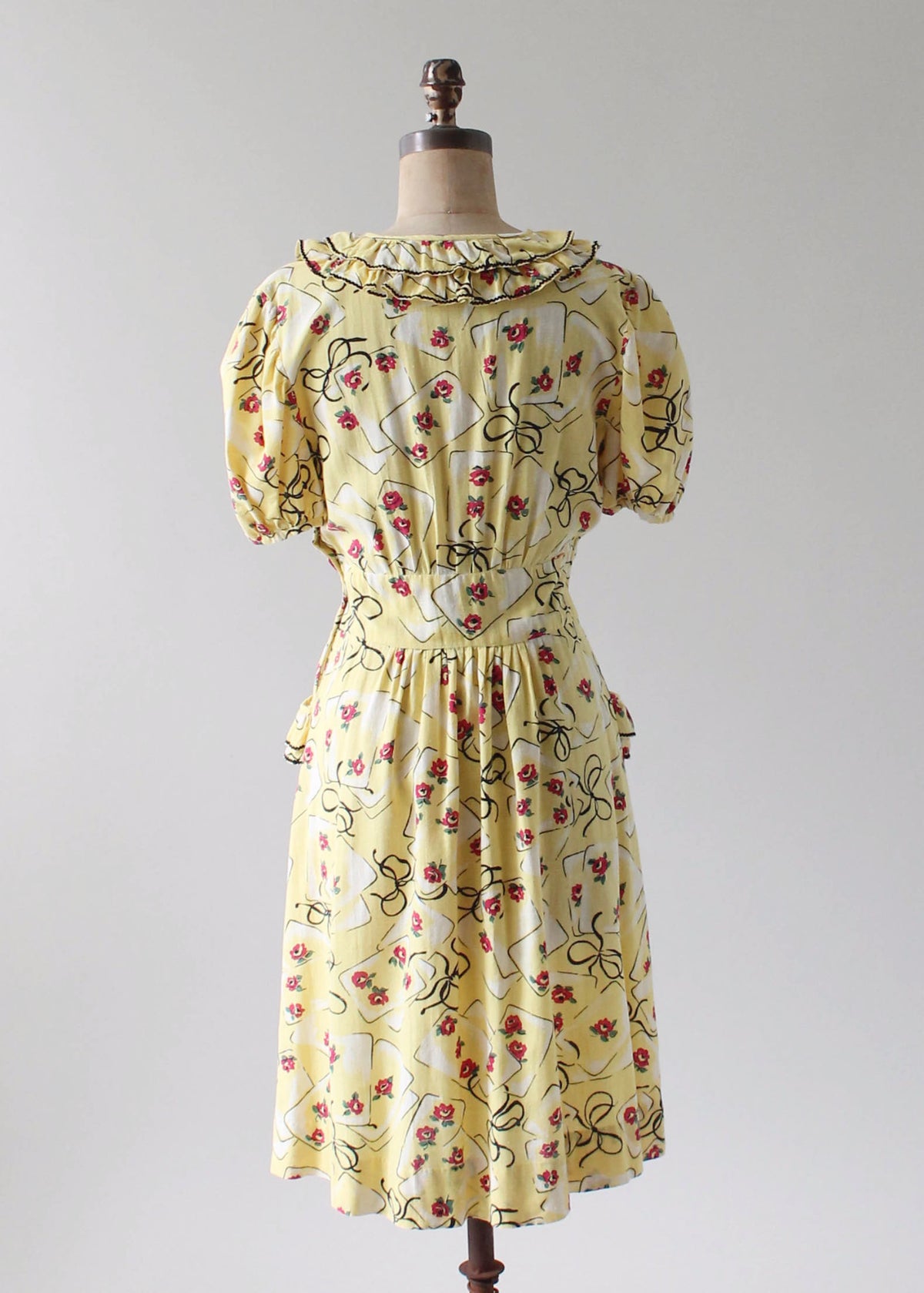 Vintage 1930s Yellow Novelty Print Cotton Dress - Raleigh Vintage