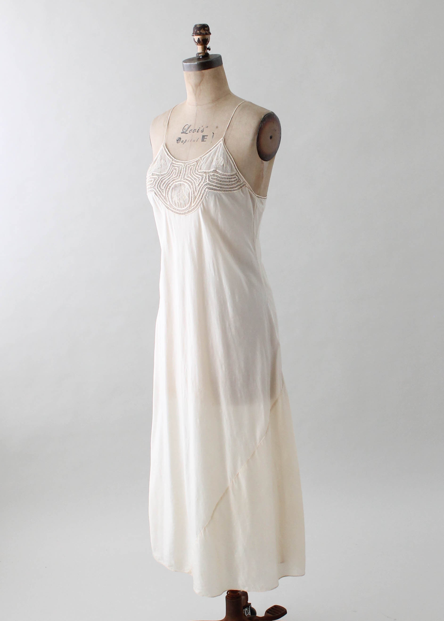 Vintage 1930s Ivory Silk and Lace Slip Dress - Raleigh Vintage