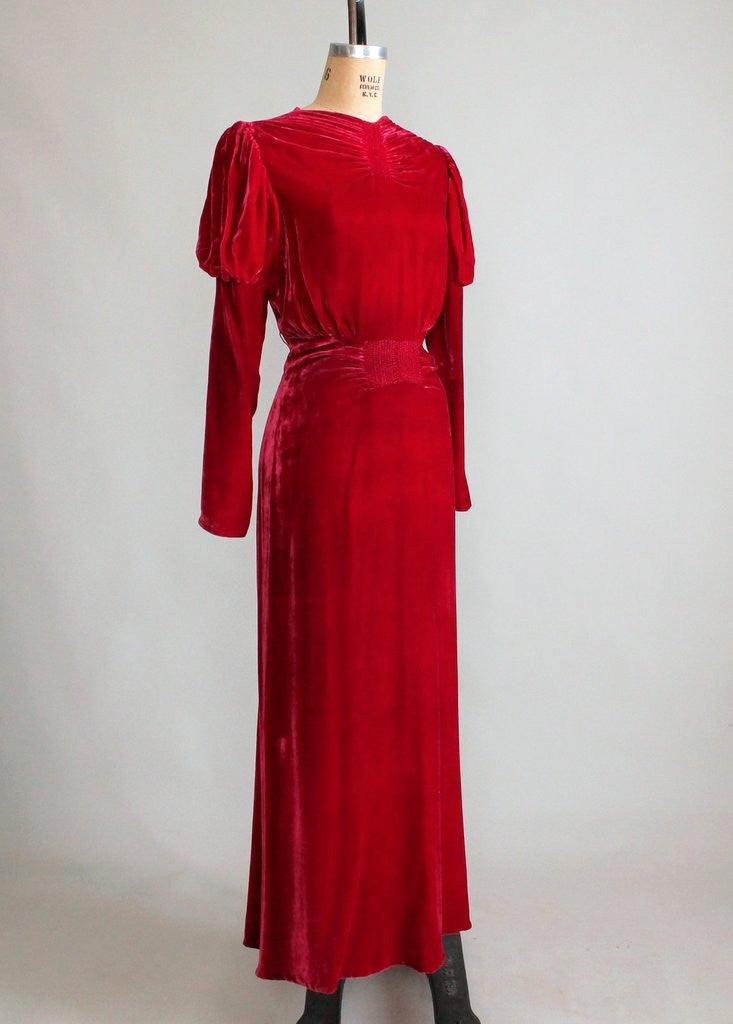 Vintage 1930s Red Velvet Holiday Glam Dress | Raleigh Vintage