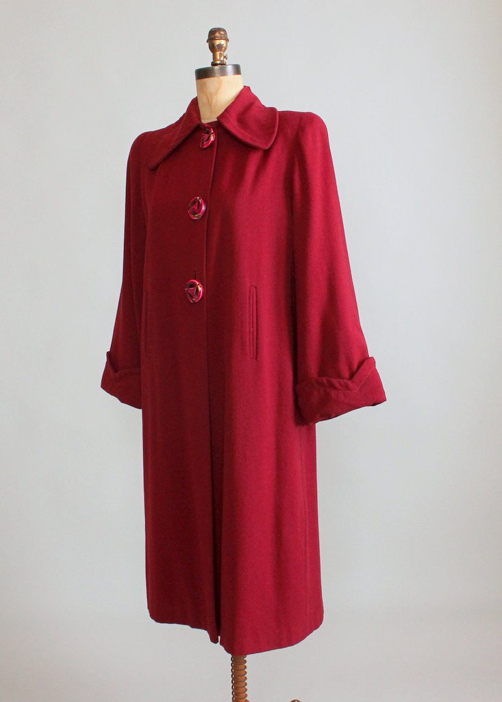 Vintage 1940s Cranberry Wool Swing Coat | Raleigh Vintage