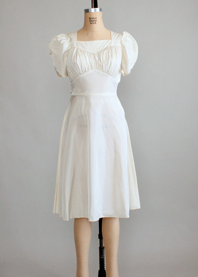 Vintage 1940s Ivory Wartime Wedding Dress - Raleigh Vintage