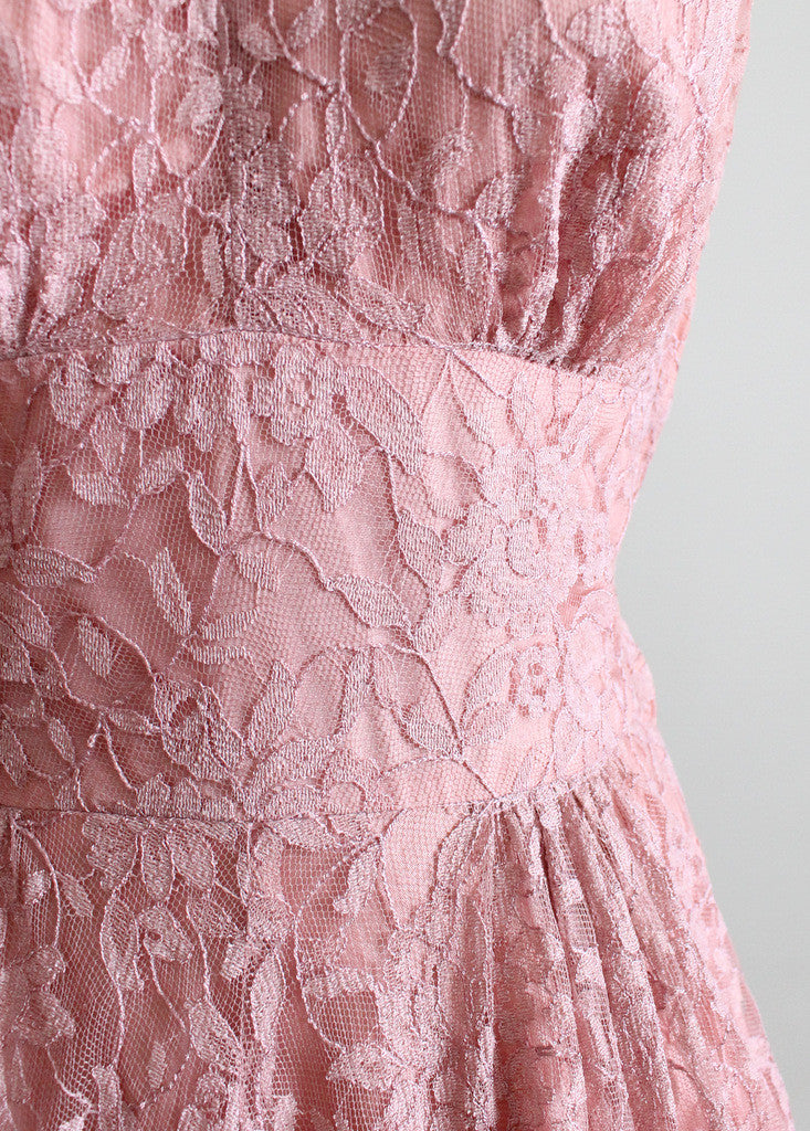 Vintage Late 1940s Lace Halter Party Dress - Raleigh Vintage