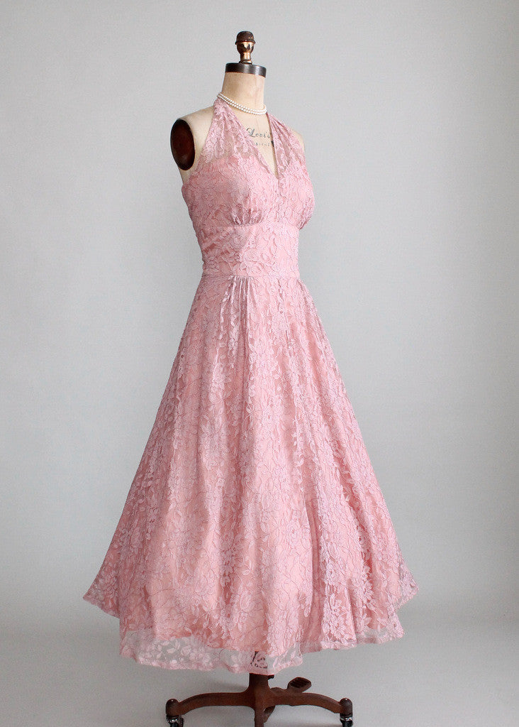 Vintage Late 1940s Lace Halter Party Dress | Raleigh Vintage