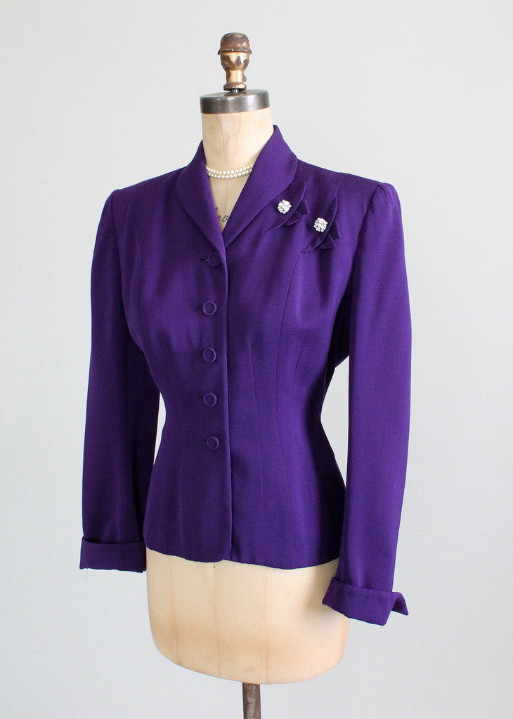 Vintage 1940s Purple Wasp Waist Jacket | Raleigh Vintage