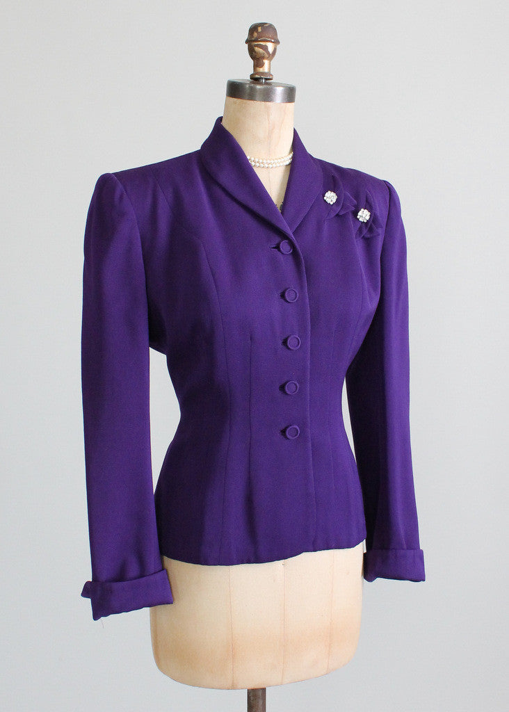 Vintage 1940s Purple Wasp Waist Jacket - Raleigh Vintage