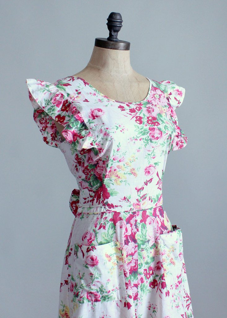 Vintage 1940s English Rose Garden Pinafore Dress | Raleigh Vintage