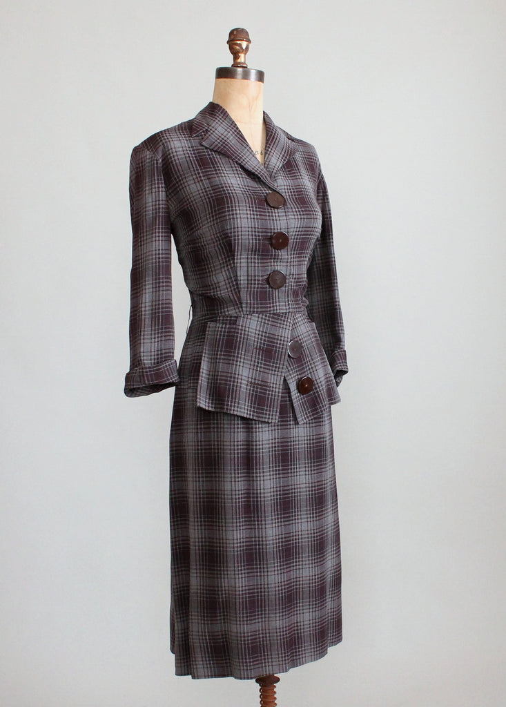 Vintage 1940s Winter Plaid Suit Dress | Raleigh Vintage