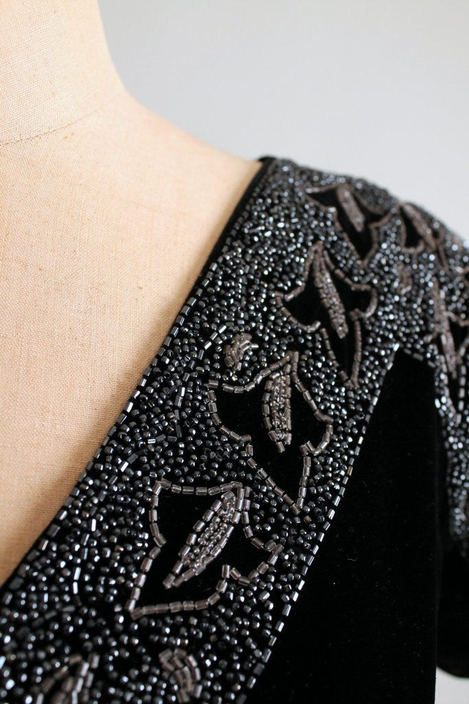 Vintage 1940s Beaded Velvet and Tulle Evening Dress | Raleigh Vintage